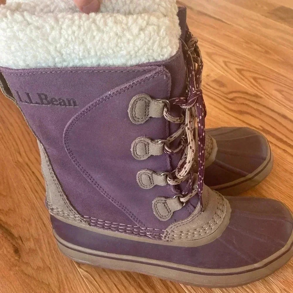 NWOT L.L. Bean purple suede leather snow  boots - Picture 2 of 6
